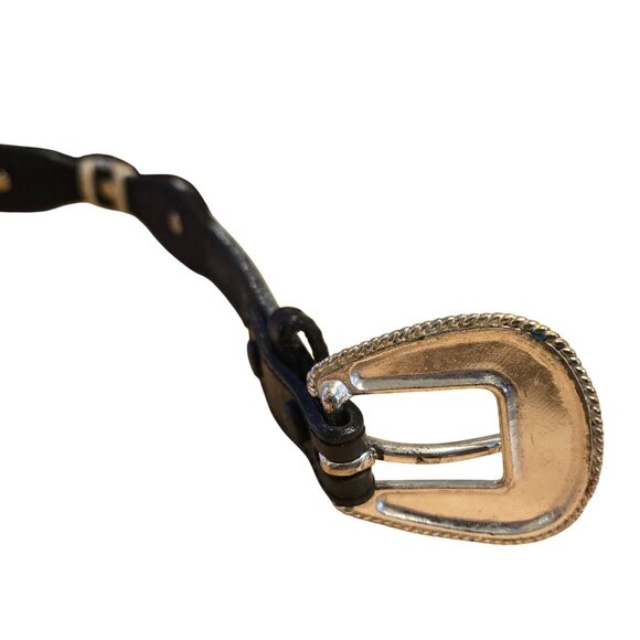 Women\'s Black Leather Western Concho Belt with Engraved Buckle main image 9